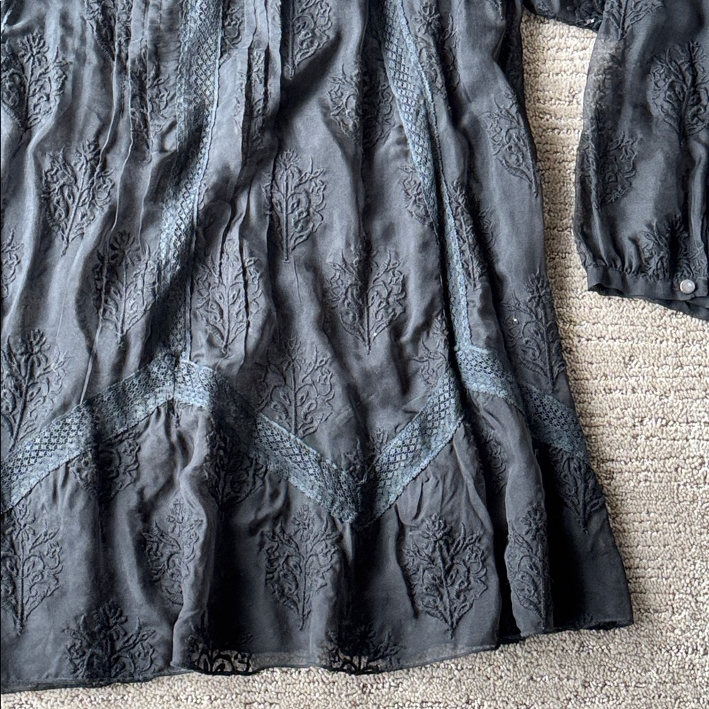 Johnny Was 4 Love and Liberty Black Silk Tunic - Large - Picture 5 of 8